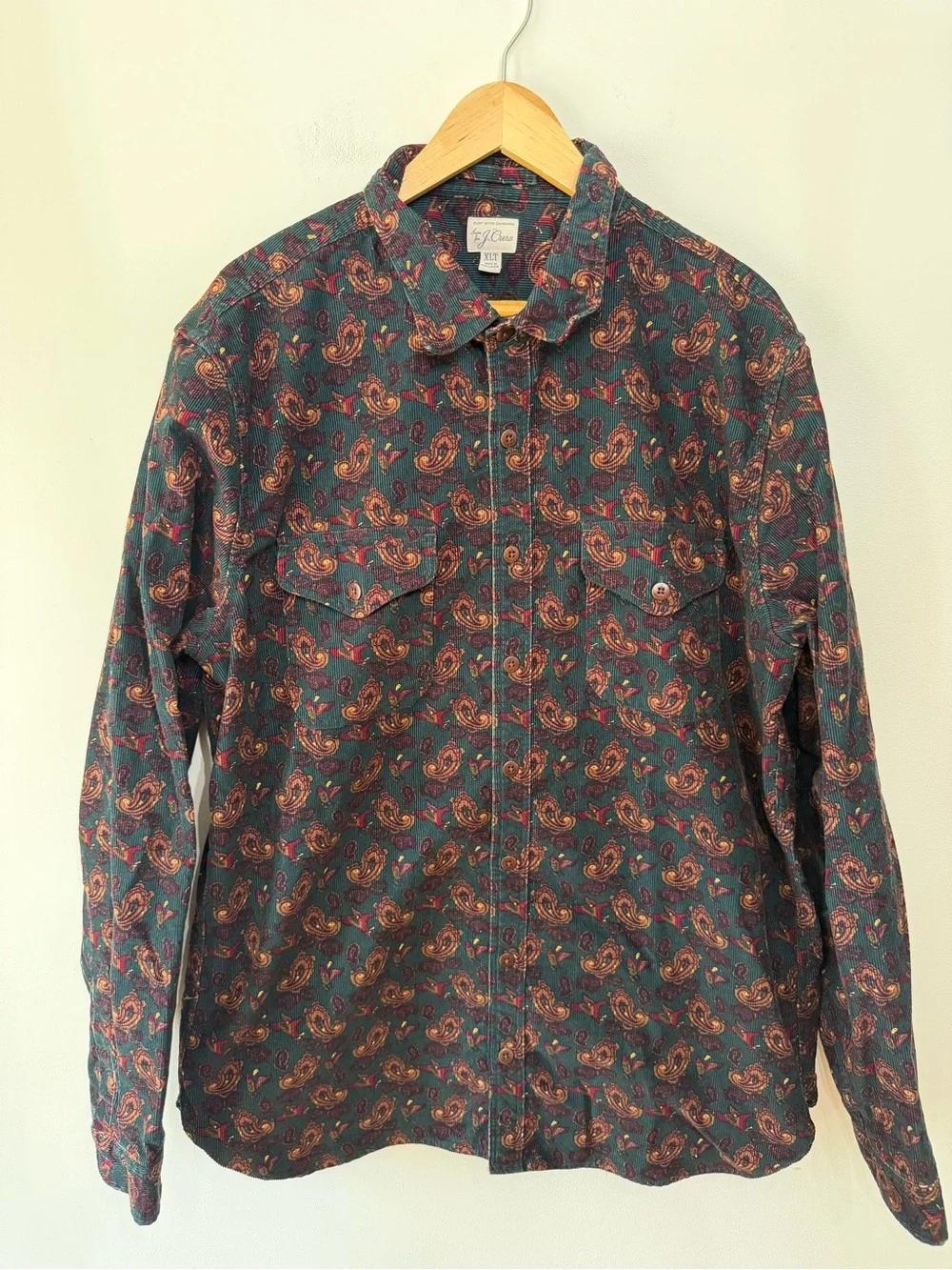 J Crew 14 Wale Corduroy Long Sleeve Button Down Shirt Paisley 2023 Men’s XL T